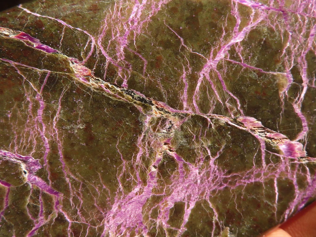 Polished  Stichtite & Serpentine Standing Free Forms With Silky Purple Threads x 3 From Barberton, South Africa - Toprock Gemstones and Minerals 