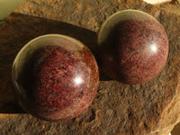 Polished Red Garnet Matrix Spheres  x 2 From Madagascar - Toprock Gemstones and Minerals 