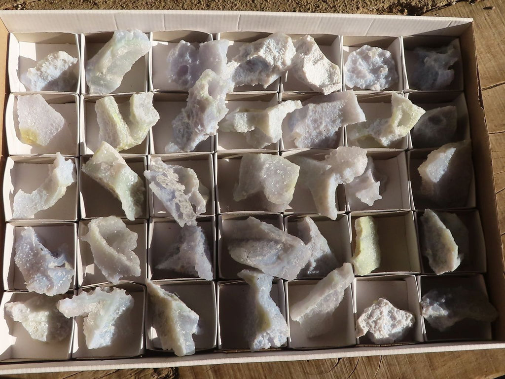 Natural Etched Blue Chalcedony Specimens  x 35 From Nsanje, Malawi - Toprock Gemstones and Minerals 