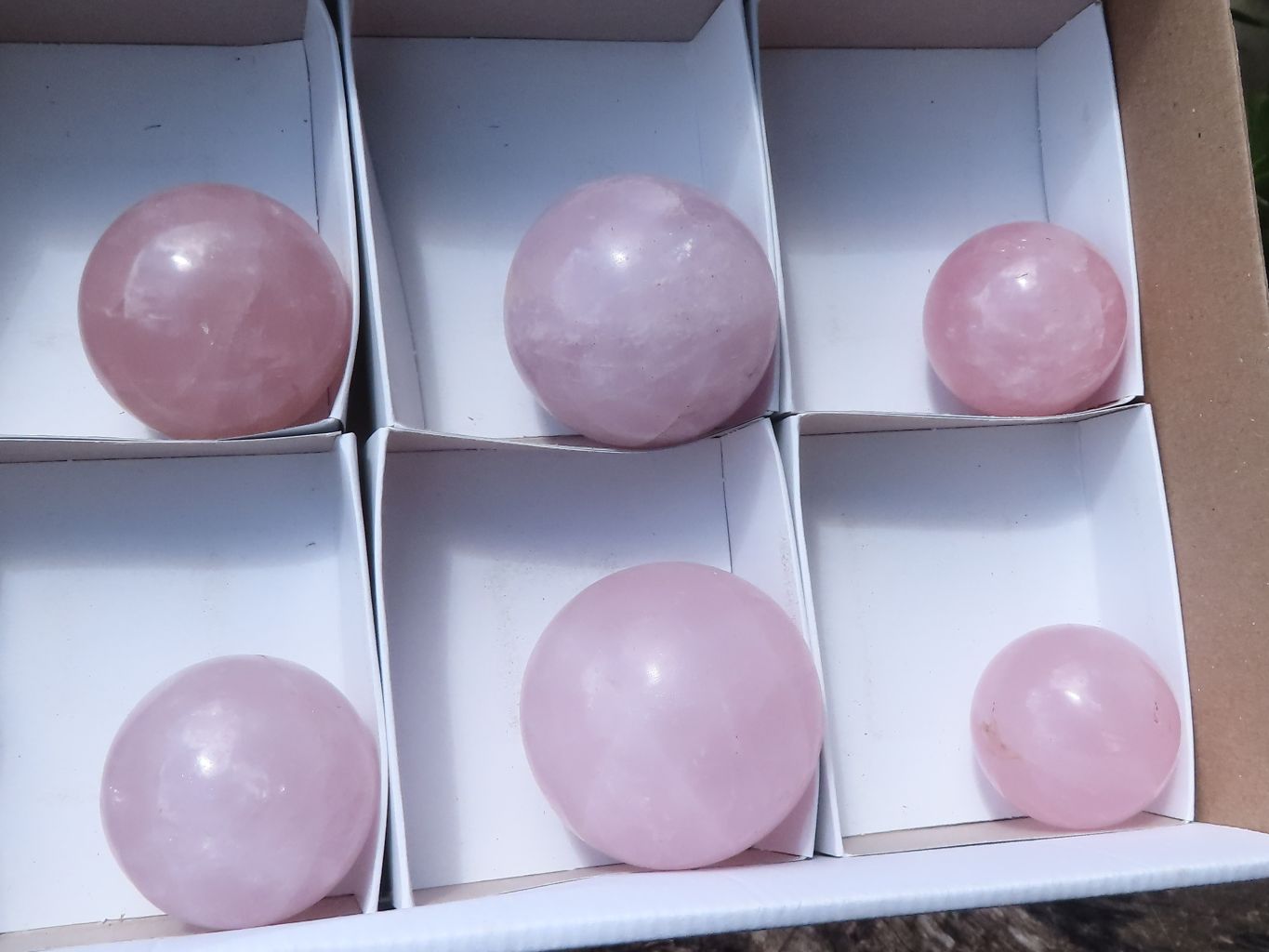 Polished Pink Rose Quartz Spheres  x 6 From Ambatondrazaka, Madagascar - TopRock