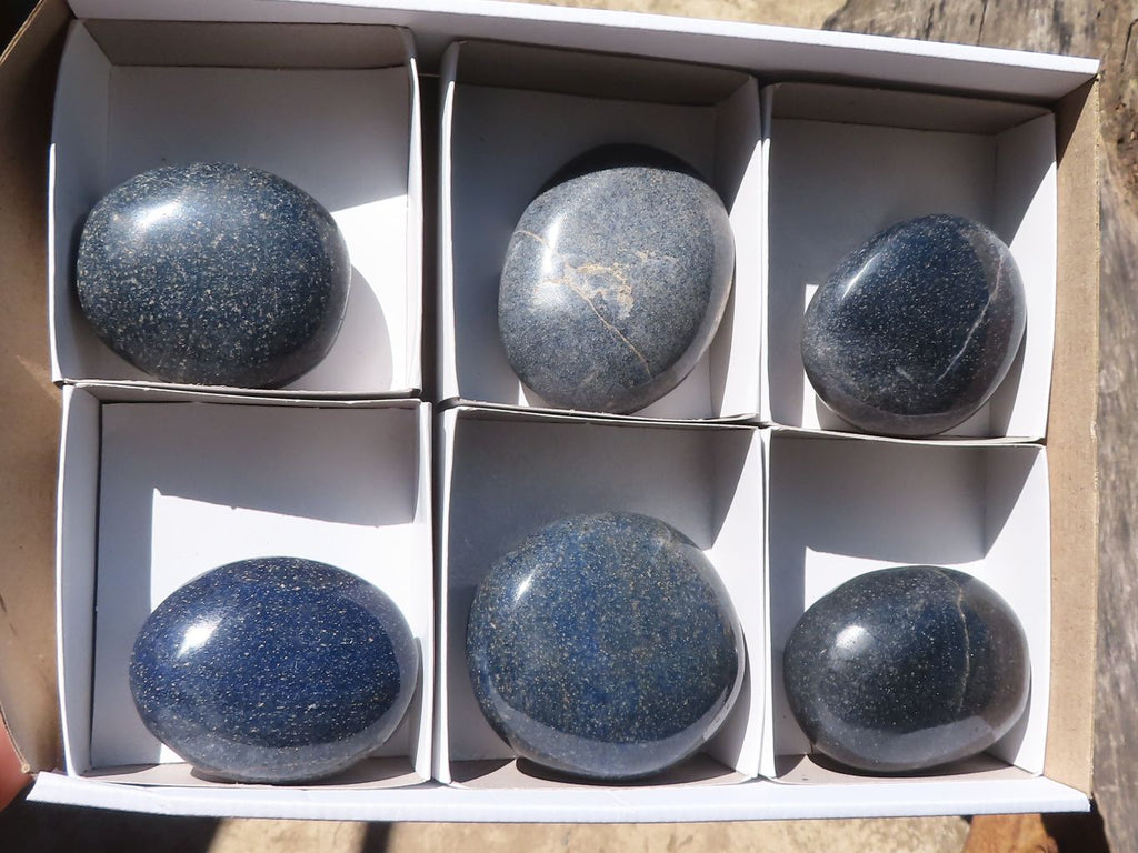 Polished Extra Large Lazulite Palm Stones  x 6 From Madagascar - TopRock
