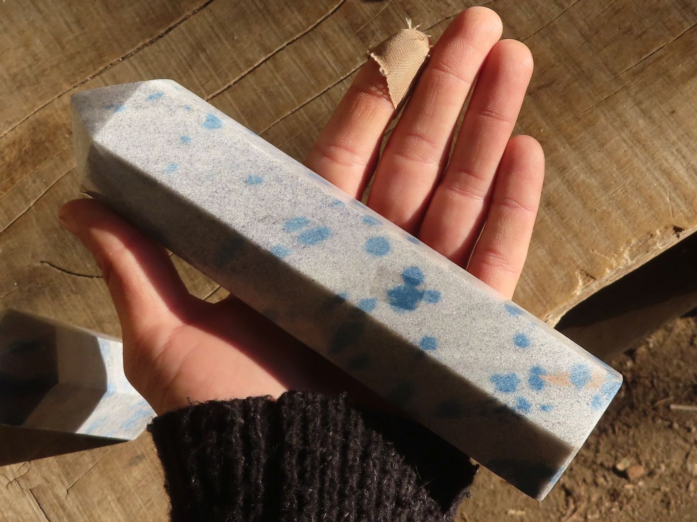 Polished Blue Spotted Spinel Quartz Points x 2 From Madagascar - Toprock Gemstones and Minerals 