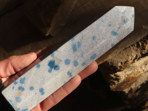 Polished Blue Spotted Spinel Quartz Points x 2 From Madagascar - Toprock Gemstones and Minerals 