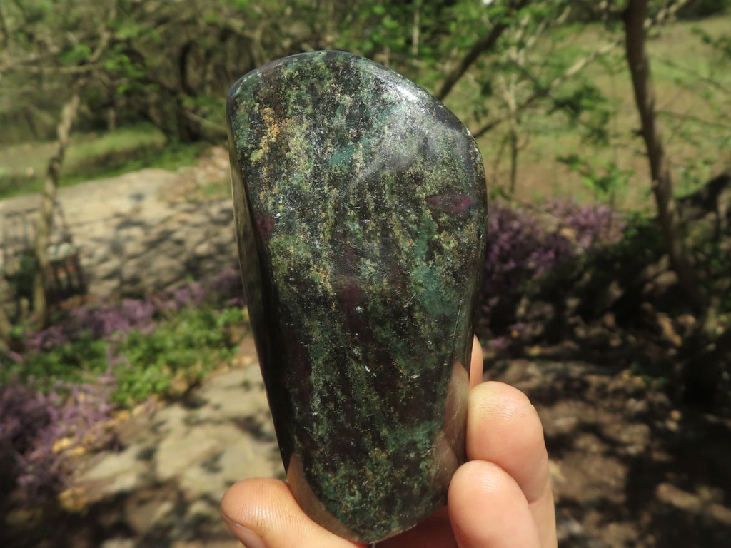 Polished Rare Fluorescent Green Verdite Ruby Corundum Free Forms  x 5 From Zimbabwe - TopRock