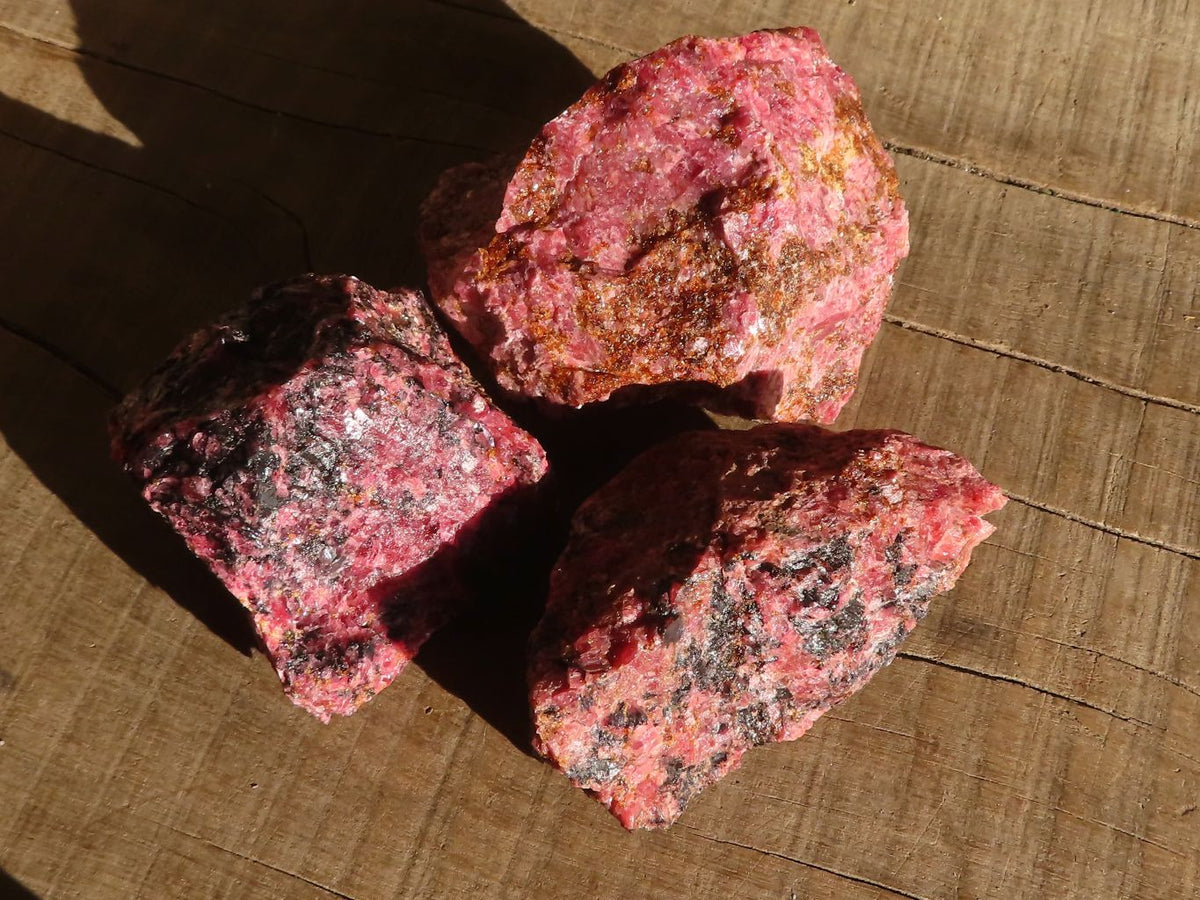 Natural Rough Red Rhodonite Specimens x 6 From Zimbabwe - Toprock Gemstones and Minerals 