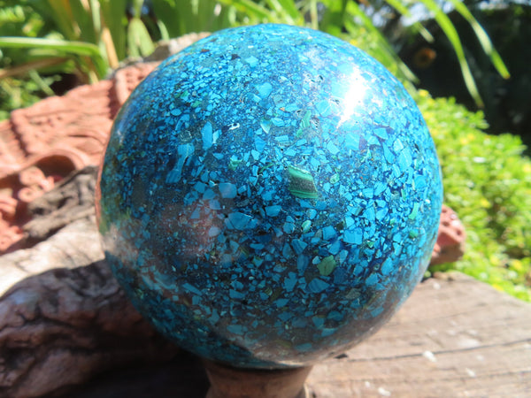 Polished Chrysocolla Conglomerate Sphere With Azurite & Malachite x 1 From Congo - TopRock
