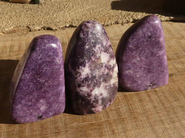 Polished Purple Lepidolite Standing Free Forms  x 6 From Zimbabwe - Toprock Gemstones and Minerals 