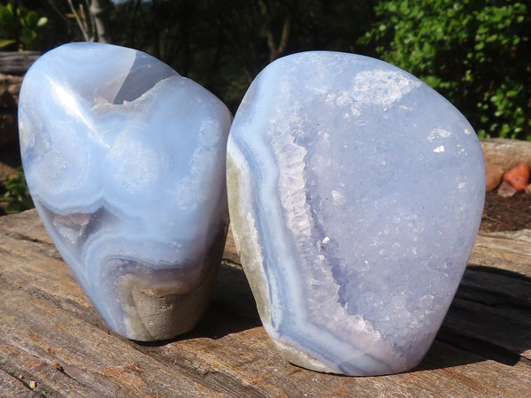 Polished Blue Lace Agate Standing Free Forms  x 2 From Nsanje, Malawi
