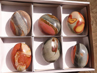 Polished Polychrome / Picasso Jasper Palm Stones  x 6 From Madagascar - Toprock Gemstones and Minerals 