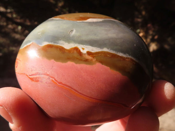 Polished Polychrome / Picasso Jasper Palm Stones  x 6 From Madagascar - Toprock Gemstones and Minerals 