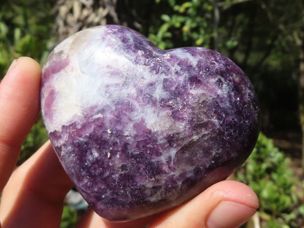 Polished Purple Lepidolite Gemstone Hearts  x 6 From Madagascar - Toprock Gemstones and Minerals 