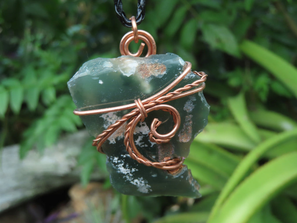 Polished XX Rare Chrome Emerald Chrysoprase Specimens in Copper Art Wire Wrap Pendant - sold per piece - From Mutorashanga, Zimbabwe - TopRock