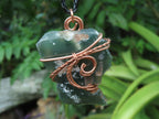Polished XX Rare Chrome Emerald Chrysoprase Specimens in Copper Art Wire Wrap Pendant - sold per piece - From Mutorashanga, Zimbabwe - TopRock