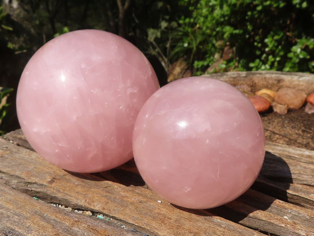 Polished Rare Star Rose Quartz Spheres  x 2 From Madagascar - Toprock Gemstones and Minerals 
