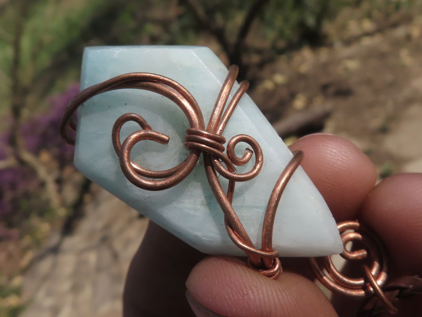 Polished Mixed Jewellery With Copper Art Wire Wrap Pendants x 6 From Congo - TopRock