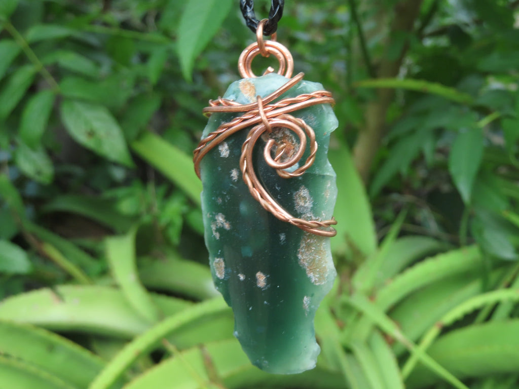 Polished XX Rare Chrome Emerald Chrysoprase Specimens in Copper Art Wire Wrap Pendant - sold per piece - From Mutorashanga, Zimbabwe - TopRock