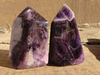 Polished Gemmy Chevron Amethyst Points  x 2 From Zambia - Toprock Gemstones and Minerals 