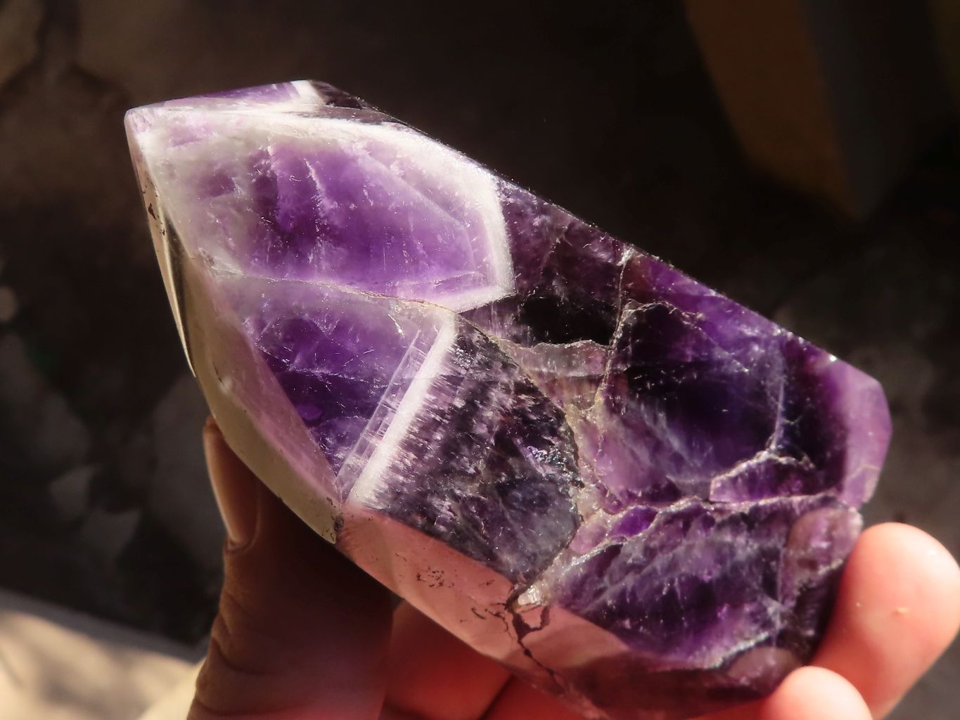 Polished Gemmy Chevron Amethyst Points  x 2 From Zambia - Toprock Gemstones and Minerals 