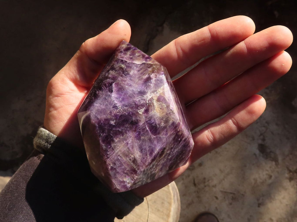 Polished Gemmy Chevron Amethyst Points  x 2 From Zambia - Toprock Gemstones and Minerals 