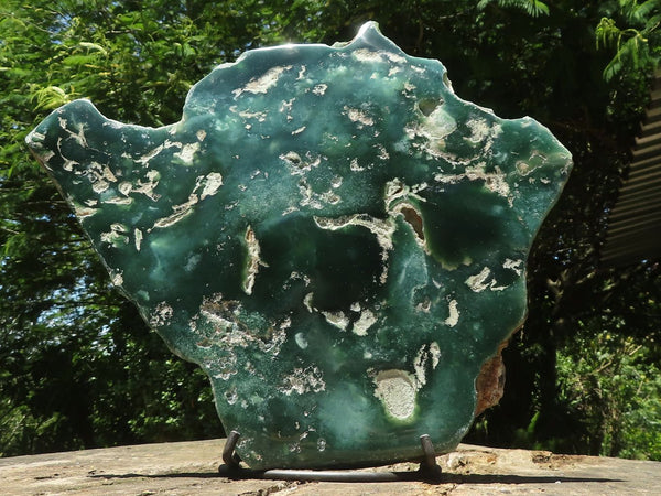 Polished Huge Mtorolite / Emerald Chrysoprase Display Piece With Metal Stand  x 2 From Zimbabwe - TopRock