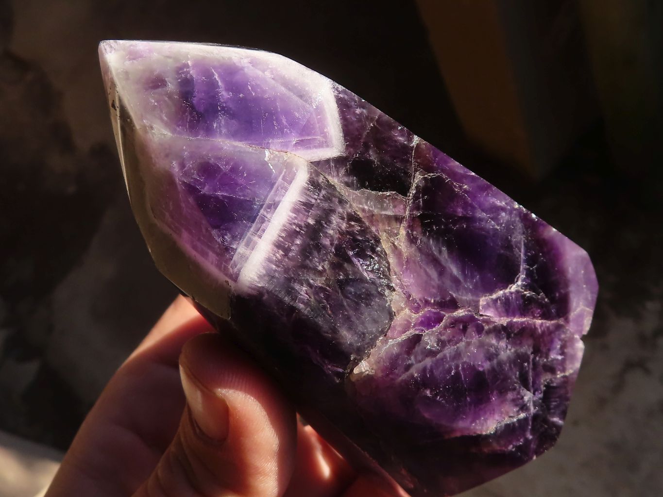 Polished Gemmy Chevron Amethyst Points  x 2 From Zambia - Toprock Gemstones and Minerals 