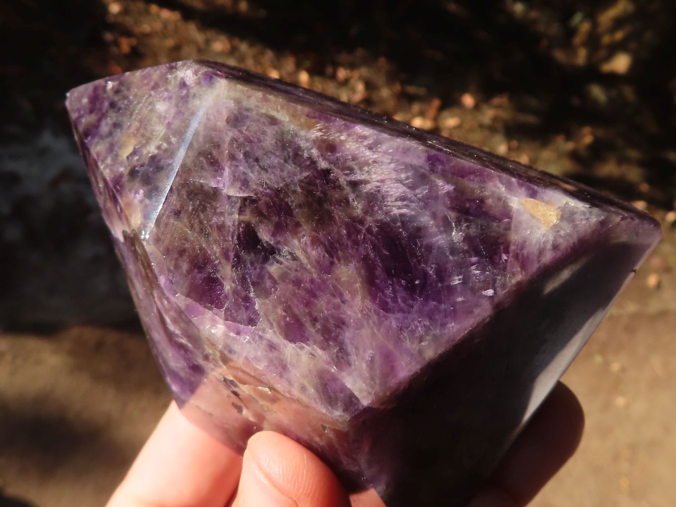 Polished Gemmy Chevron Amethyst Points  x 2 From Zambia - Toprock Gemstones and Minerals 