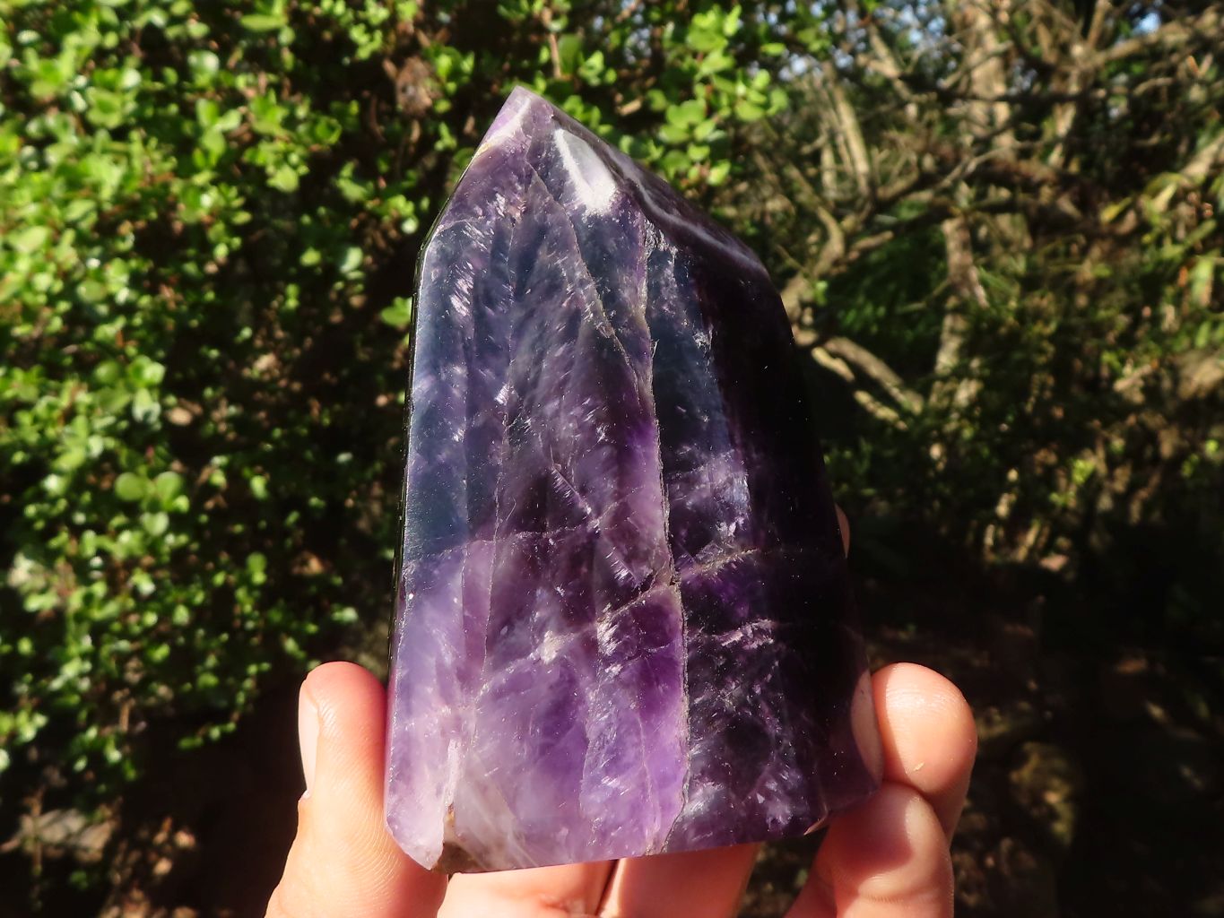 Polished Gemmy Chevron Amethyst Points  x 2 From Zambia - Toprock Gemstones and Minerals 