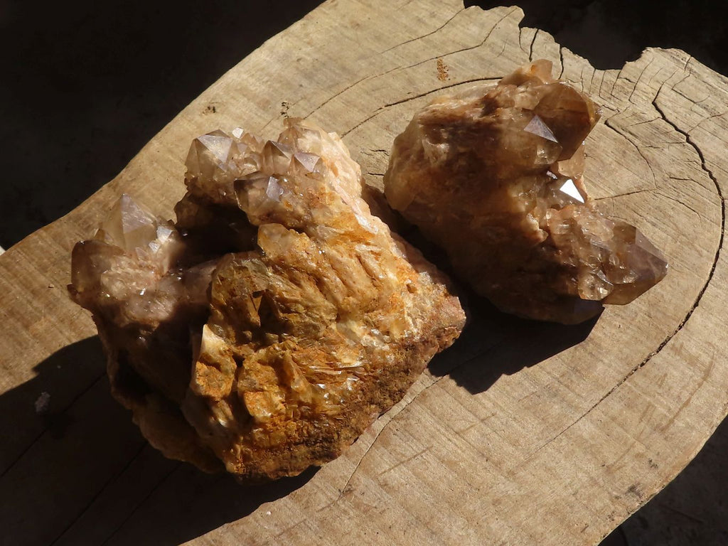 Natural Smokey Phantom Quartz Clusters x 2 From Luena, Congo - Toprock Gemstones and Minerals 