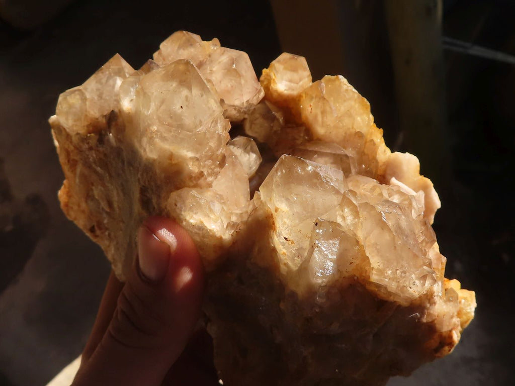 Natural Smokey Phantom Quartz Clusters x 2 From Luena, Congo - Toprock Gemstones and Minerals 