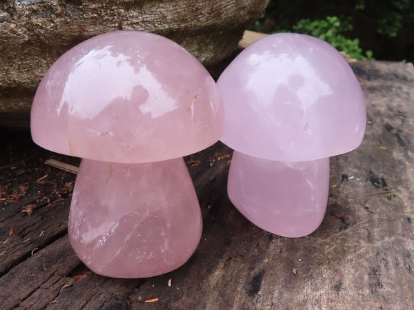 Polished Pink Rose Quartz Mushrooms  x 6 From Ambatondrazaka, Madagascar - TopRock