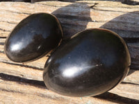 Polished Black Basalt Eggs  x 6 From Antsirabe, Madagascar - Toprock Gemstones and Minerals 