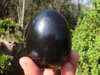 Polished Black Basalt Eggs  x 6 From Antsirabe, Madagascar - Toprock Gemstones and Minerals 