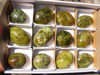 Polished Green Opal Galet / Palm Stones x 12 From Antsirabe, Madagascar - Toprock Gemstones and Minerals 