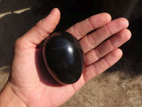 Polished Black Basalt Eggs  x 6 From Antsirabe, Madagascar - Toprock Gemstones and Minerals 
