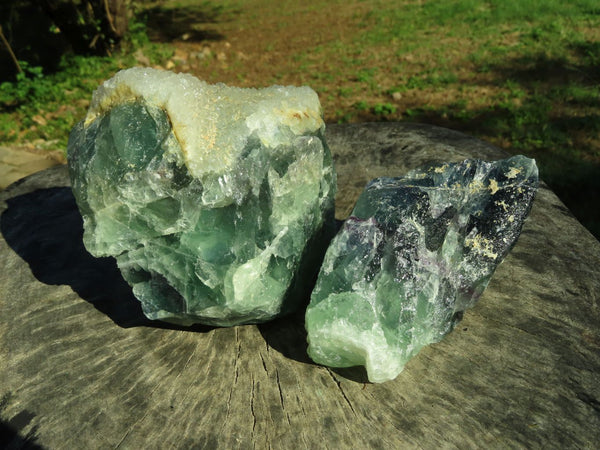 Natural Watermelon Fluorite Cobbed & Stone Sealed Specimens x 2 From Uis, Namibia - TopRock