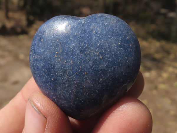Polished Mini Blue Lazulite Hearts  x 35 From Madagascar - TopRock