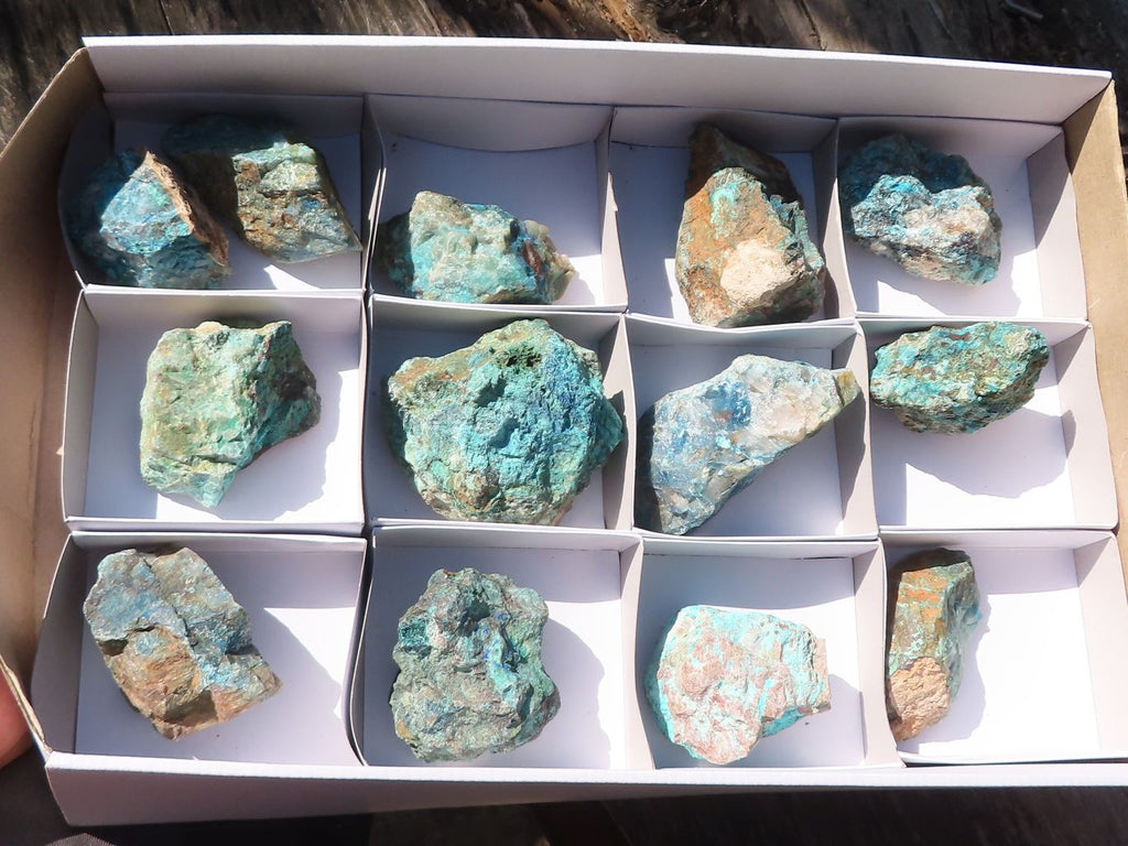 Natural Rough Blue Shattuckite Specimens x 13 From Kaokoveld, Namibia - Toprock Gemstones and Minerals 
