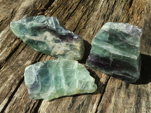Polished Watermelon Fluorite Standing Slabs  x 3 From Uis, Namibia - TopRock