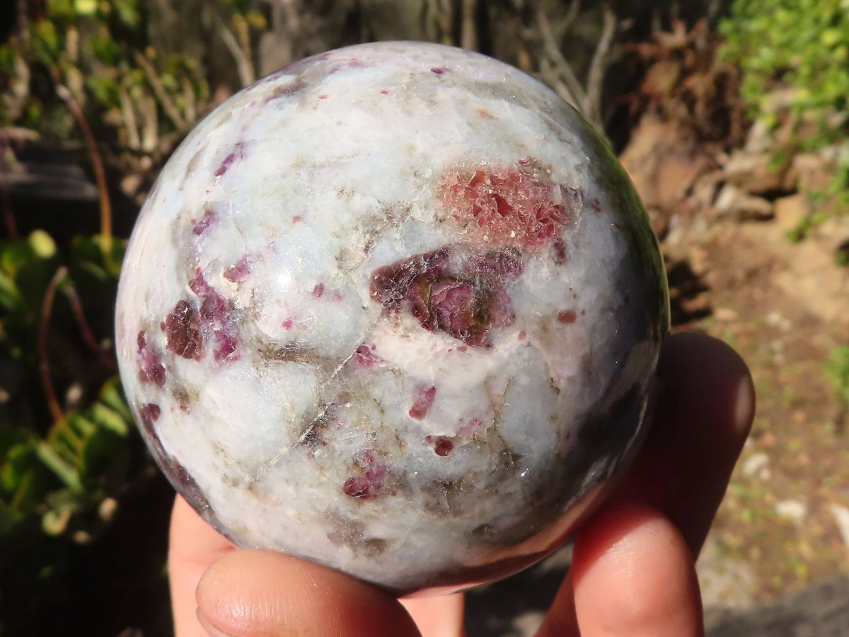 Polished Rubellite Pink Tourmaline Matrix Spheres x 4 From Madagascar - Toprock Gemstones and Minerals 