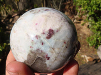 Polished Rubellite Pink Tourmaline Matrix Spheres x 4 From Madagascar - Toprock Gemstones and Minerals 