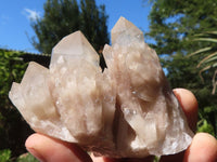 Natural White Phantom Smokey Quartz Clusters  x 6 From Luena, Congo - Toprock Gemstones and Minerals 