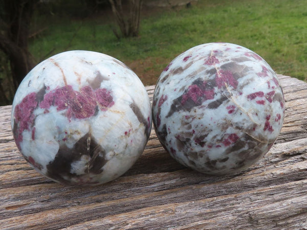 Polished Pink Rubellite Tourmaline Spheres  x 2 From Ambatondrazaka, Madagascar - TopRock