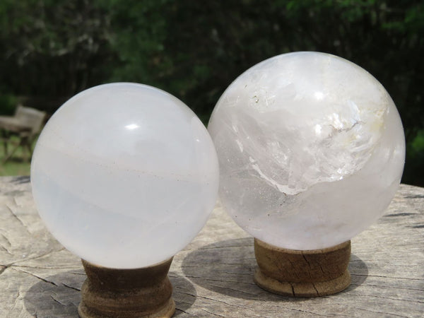 Polished Highly Translucent Girasol (Aluminium Quartz) Spheres x 2 From Madagascar - TopRock