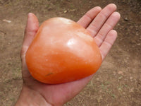 Polished Vibrant Orange Twist Calcite Standing Free Forms  x 2 From Madagascar - TopRock