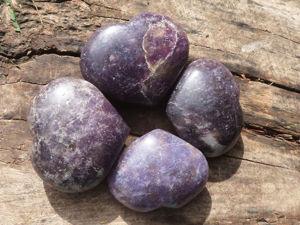 Polished Large Purple Lepidolite Hearts  x 5 From Madagascar - TopRock