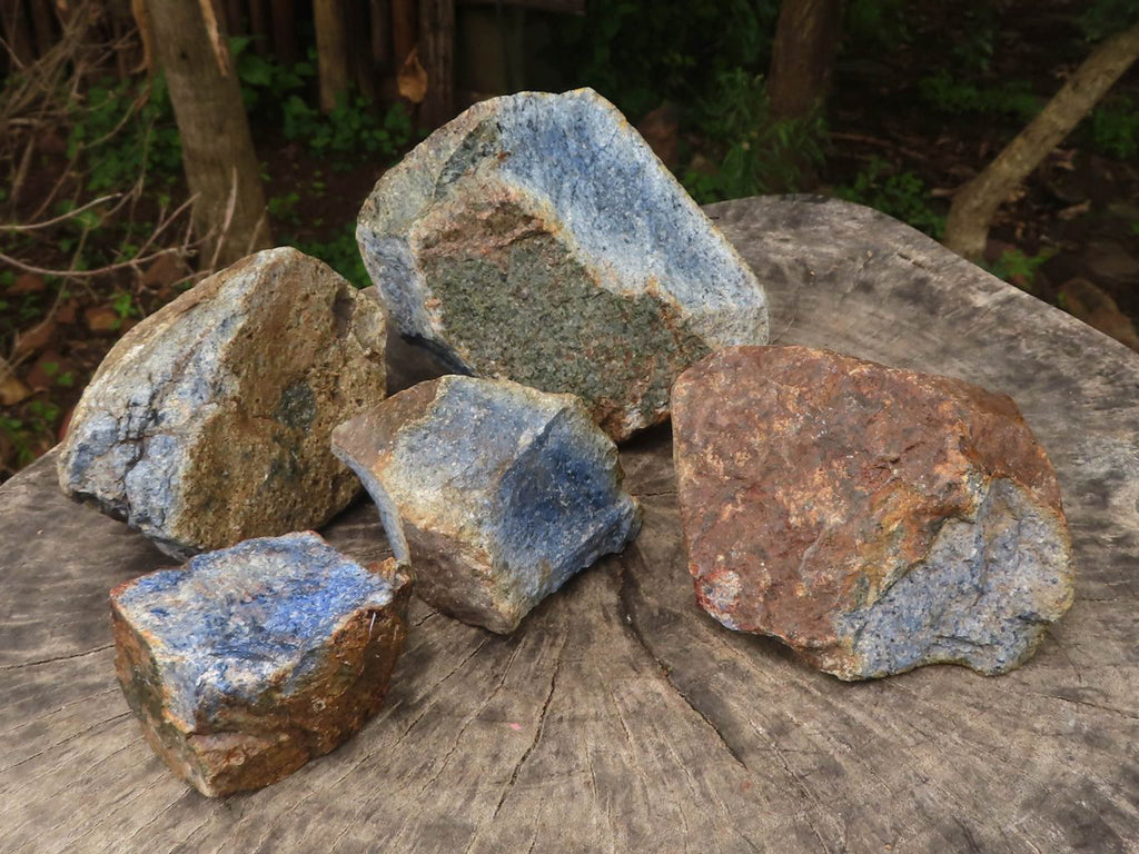 Natural Rare Blue Dumortierite Rough Specimens  x 5 From Mozambique - TopRock