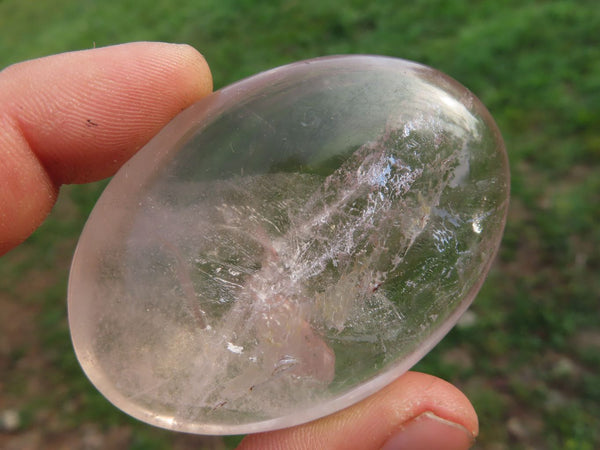 Polished Semi Optic Quartz Palm Stones x 12 From Madagascar - TopRock