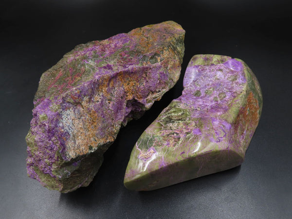 Natural Rare Rough & Semi Half Polished Stichtite With Green Serpentine x 2 From Barberton, South Africa - TopRock