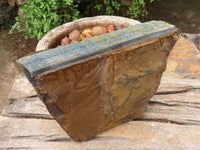 Natural Thick Blue Gold Rough Tigers Eye Slab x 1 From Northern Cape, South Africa - Toprock Gemstones and Minerals 