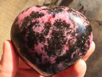 Polished  Pink & Black Rhodonite Hearts x 3 From Madagascar - Toprock Gemstones and Minerals 